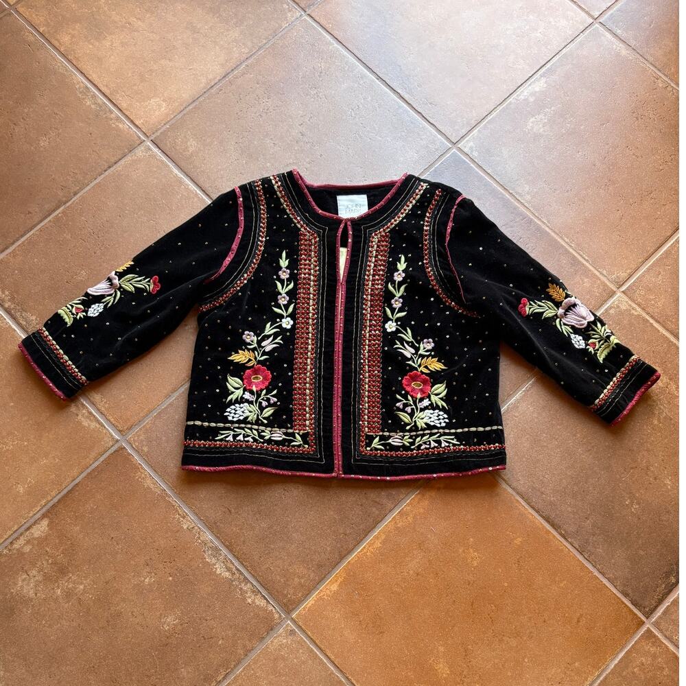 John Mark Embellished Floral Beaded Velvet Jacket Boho Festival Art to Wear XL - Picture 15 of 16